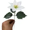 Suministro de Fábrica Flor de Pascua Roja, Blanca Flor de Navidad Flor Artificial Serigrafía