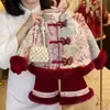 [Colección de Ropa de Felicitaciones de Año Nuevo en Stock] Ropa de Felicitaciones de Año Nuevo para Niñas, Vestidos Nuevos de Invierno para Bebés de Un Año, Nuevas Tendencias en Ropa de Estilo Chino