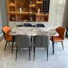 Mesa de comedor de pizarra, minimalista moderna de lujo ligero, adecuada para casas pequeñas, mesa y sillas de comedor rectangulares de alta gama brillantes