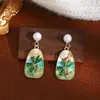 Pendientes de Botón con Flor de Esmalte Multicolor Estilo Francés, Pendientes Frescos y Dulces Estilo Bosque, Pendientes Versátiles de Diseño Lujoso Ligero para Mujer