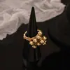 Anillo Abierto de Bola con Pliegues Irregulares Estilo Ins Europeo y Americano Moda Versátil Anillo para Dedo Índice Lujo Accesible Joyería de Gama Alta