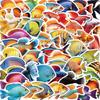 50 Pegatinas de Peces de Vida Marina DIY Decorativas para Guitarra Refrigerador Cuaderno Impermeables Originales Sin Infracción Pegatinas