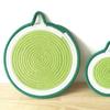 Mantel individual trenzado de algodón redondo de estilo nórdico, tapete aislante térmico para colgar en la mesa del comedor o la cocina, serie de frutas, disponible en stock.