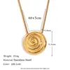 Moda Europea y Americana Nicho Elegante Vintage Colgante Collar Acero Inoxidable Chapado Oro 18K Hilo Espiral Concha Pendientes para Mujeres