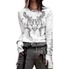 Otoño al por mayor tops transfronterizos cómodos moda casual gótica para mujer estampado personalizado oscuro europeo y americano manga larga