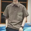 Camisa Polo de Manga Curta de Alta Qualidade Italiana para Trabalho Masculino 2026 Outono Nova Marca de Moda Design Solto Tamanho Grande Camiseta