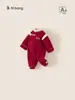 Ropa de Invierno Nueva Baoxuan para Niños con Bordes Deshilachados, Ropa de Gateo Estilo Chino, Ropa de Año Nuevo para Recién Nacidos, Monos Nuevos para Bebé Niño Estilo Chino Nuevo