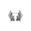 Anillo de Celebrante de Internet Trendy de Alas de Ángel Retro Desgastadas Estilo Coreano, Anillo de Dedo de Alas Ajustables de Apertura Distintivo para Mujer que Combina con Todo