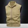 Colete Casual Masculino Personalizado Resistente ao Desgaste para Primavera e Outono com Gola Alta Respirável de Secagem Rápida para Jovens e Meia-Idade Cor Sólida Simples e Versátil