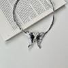 Collar de Mariposa de Cristal Dulce y Genial Y2K con Especias Diseño Nicho Lujo Ligero Collar Gargantilla Cadena Clavicular Mujer