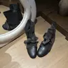 Botas curtas estilo coreano 2026 novo modelo patchwork renda retrô com cadarço nicho laço design Rade botas de cowboy western para mulheres