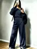 721 Outono/Inverno Novo Cruzamento de Fronteira Europeu e Americano Roupas Femininas: Conjunto de Duas Peças: Moletom Justo com Gola Off-Shoulder e Cintura Marcada + Calça Wide Leg com Bolsos