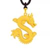 Colgante de dragón dorado de Vietnam, colgante de dragón dorado del zodíaco, latón chapado en oro artificial, collar dominante para hombres