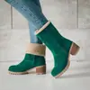 Botas para mujer de talla grande para comercio exterior, estilo Wish Amazon, otoño e invierno 2026, botas de nieve de gamuza con tacón grueso de media caña, estilo europeo y americano, botas de algodón para mujer