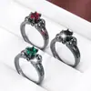 Comercio Exterior Transfronterizo Wholesale Anillo de Zirconia Redonda de Seis Garras Estilo Oscuro Moda Calavera Anillo Personalizado para Mujer Joyería