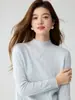 Suéter de Malha Básico Outono e Inverno Suéter de Caxemira Emagrecedor Suéter de Caxemira Gola Alta Meia Suéter de Gola Alta Quente Suéter de Malha Emagrecedor Feminino