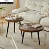 Mesa de centro creativa estilo nórdico transfronteriza para sala de estar, diseño minimalista, adecuada para apartamentos pequeños, tablero redondo, con un diseño que se asemeja a los anillos de los árboles