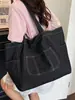 Nova Bolsa de Ombro de Sarja de Verão 2026, Grande Capacidade, Bolsa de Compras Estilosa, Bolsa de Ombro Simples Artística para o Dia a Dia de Estudante
