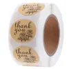 Pegatinas Redondas de Papel Kraft de Agradecimiento con Diseños Florales para Sellar Pasteles, Etiquetas para Regalos Navideños, Autoadhesivas