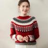 Otoño/Invierno 2025 Jersey de Cachemira Tejido en Punto Trenzado Cuello Redondo Estilo Vintage Fair Isle Grueso Holgado Moda Capa Base