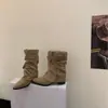 Botines western de tacón grueso con punta fina estilo francés para mujer, nuevo modelo para otoño e invierno 2026