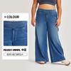 Calça Jeans Wide Leg Nova Plus Size Europeia e Americana para Mulheres, Cintura Alta Solta com Bolsos, Calça Casual Fitness
