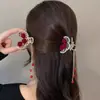 Orquídea lírio rabo de cavalo alto clipe artefato fixo grampo de cabelo feminino parte de trás da cabeça rosa franja bola cabeça grampo de cabelo