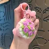 Producto Terminado Tejido a Crochet: Llavero Colgante Flor de Rosa de Hilo, Adorno de Girasol, Regalo para Niñas, Artículos Pequeños para Venta en Puesto