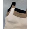 Alta Definición Nuevo Simple y de Moda Japonés Ropa de Trabajo Retro Chaleco de Punto Cuadrado de Cuello Base Top Holgado Adelgazante para Mujer