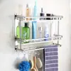 Toallero de acero inoxidable grueso sin taladro para baño del hogar, estante de almacenamiento multifuncional