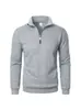 Moletom casual com meio zíper e gola alta, transfronteiriço, moderno, estiloso, simples, para o dia a dia, folgado, plus size, pulôver masculino de fleece