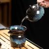 Bule Xishi de cerâmica com esmalte de forno e areia dourada, conjunto de chá Kung Fu para uso doméstico, tigela com três tampas, estilo chinês, produto único