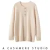 Ropa de mujer transfronteriza 2026 otoño nueva moda casual estilo perezoso tejido liso simple cuello redondo manga larga suéter top