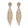 Aretes de Moda con Gota de Aguja de Plata S925 Envío Directo Aretes de Borla Larga con Diamantes de Tendencia Europeos y Americanos Transfronterizos Aretes de Gota de Agua