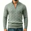 2026 Comércio Exterior Estilo Europeu e Americano Masculino Outono/Inverno Vintage Suéter de Tricô com Zíper Meio e Gola Alta Solta Estilo Old Money