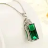 Venta caliente colgante de corindón turmalina verde colorido estilo coreano chapado en platino colgante de esmeralda micro incrustado circonita collar para mujer