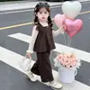 Conjunto de tres piezas de estilo coreano para niña, con cielo estrellado, mangas de volantes de lana, nuevo atuendo de moda primavera y otoño 2026 para niñas pequeñas