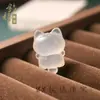 Collar de Calcedonia Blanca Natural de Alta Calidad con Colgante 3D de Ciervo, Gato y Mariposa de Ágata, Mismo Estilo que en Xiaohongshu, Colgante de Jade