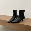 Botines ajustados de punta fina estilo coreano para mujer, nuevo modelo otoño e invierno 2026, botines elásticos elegantes y versátiles, botines cortos de felpa de tacón alto para mujer