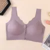 Sujetador de Espalda Invisible con Botones Frontales en Talla Grande con Copas Completamente Fijas de Algodón con Látex y Tirantes Anchos
