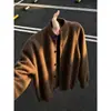 Suéter cárdigan de marca de moda Otoño Invierno Casual Holgado Tallas Grandes para Hombre Cuello Redondo Prendas de Abrigo Cálidas Tejido de Punto de Color Sólido Top