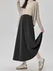 Falda de maternidad para otoño e invierno, falda de paraguas línea A estilo francés, falda larga sin soporte para el vientre, ropa de maternidad talla grande para mujeres menudas, atuendo de otoño