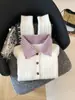 Cárdigan de punto trenzado con solapas y patchwork a rayas estilo coreano para mujer, nuevo diseño de otoño e invierno, suéter único y dulce