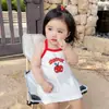 Vestido de Verão Confortável de Seda Gelada para Meninas Roupa de Bebê Saia Slip Saia Fina Fofa de Verão para Viagem de Bebê