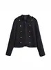 Nova Blusa de Manga Longa para Primavera e Outono, Estilo Europeu e Americano, Slim Fit, Cor Sólida com Detalhe de Botão, Blazer Casual Estruturado com Gola Alta