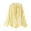 Ropa Transfronteriza Europea y Americana de Aliexpress 2025 Nueva Primavera Temprana Dulce Moda Versátil Elegante Tops Decorativos en Capas