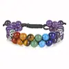 Pulsera de Aventurina Verde de Venta Caliente Transfronteriza Tejida a Mano de Doble Fila Pulsera Ajustable de Doble Capa