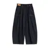 Marca Tendência Jiayiku 2025 Retro Americano Cor Original Lavado Jeans Cimitarra para Homens e Mulheres Alta Qualidade Calças Largas Soltas