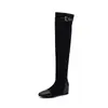 Nueva colección de otoño e invierno: botines ajustados con un aumento de altura interior de 4,5 cm, calcetines elásticos de gamuza hasta la rodilla y botas largas para mujer