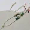 Cordón de Cuero Encerado Delgado Lanyard Tejido a Mano Colgante de Jade Ágata Ámbar DIY Cadena de Collar con Colgante de Combinación Libre
